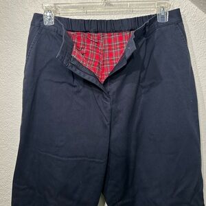 LL Bean Women’s Red Plaid Flannel Lined Navy Trouser Pants Size 14 Tall Vintage